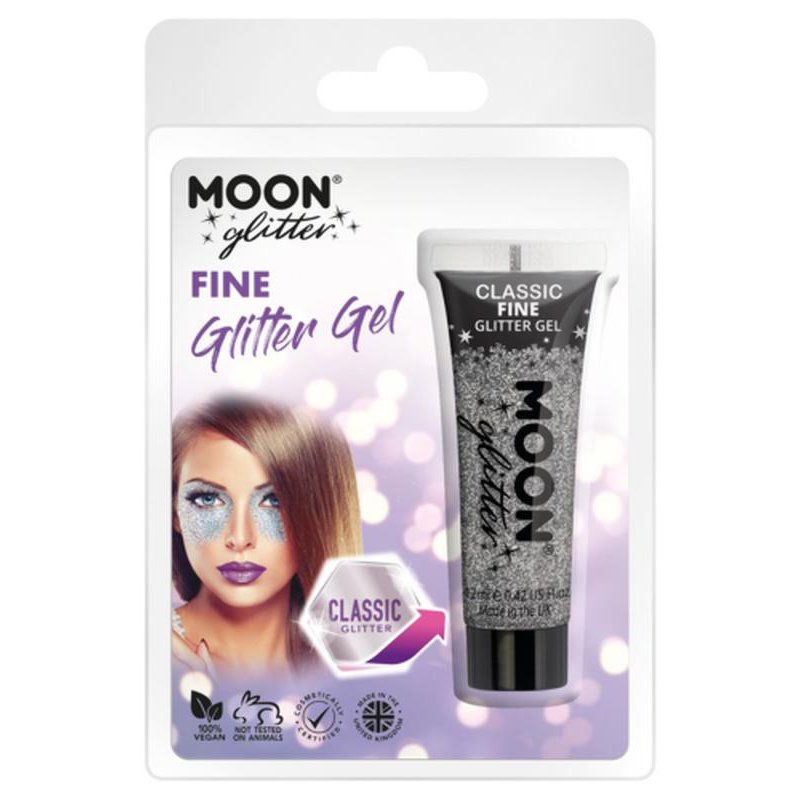 Moon Glitter Classic Fine Gliter Gel, Silver-Make up and Special FX-Jokers Costume Mega Store