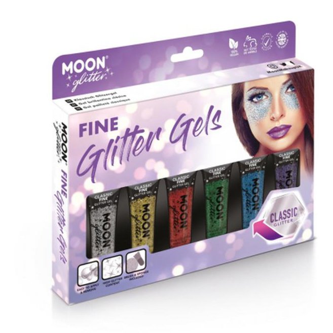 Moon Glitter Classic Fine Glitter Gel, Assorted-Make up and Special FX-Jokers Costume Mega Store