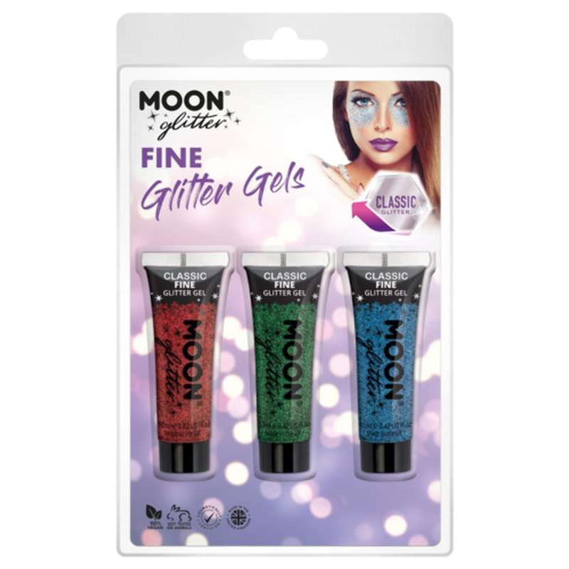 Moon Glitter Classic Fine Glitter Gel, Red, Green, Blue-Make up and Special FX-Jokers Costume Mega Store