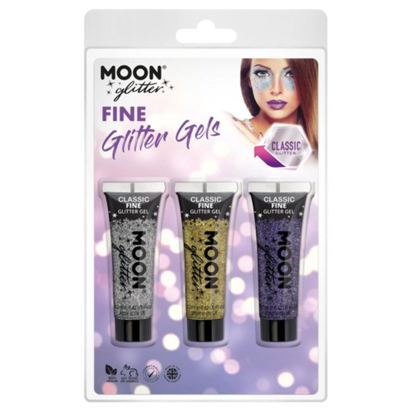 Moon Glitter Classic Fine Glitter Gel, Silver, Gold, Lavender-Make up and Special FX-Jokers Costume Mega Store