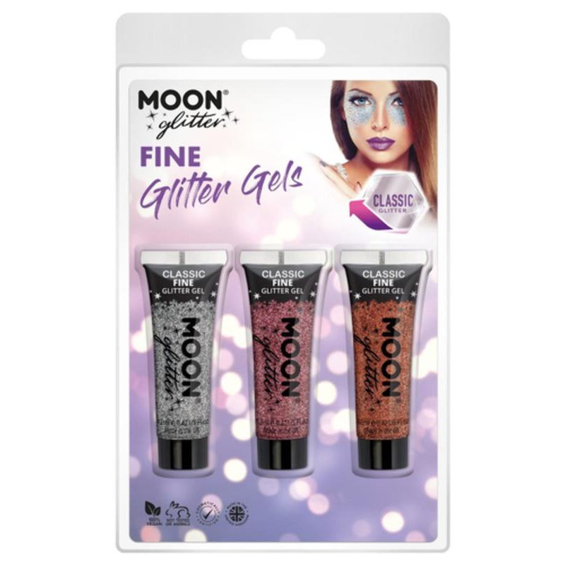 Moon Glitter Classic Fine Glitter Gel, Silver, Pink, Copper Bronze-Make up and Special FX-Jokers Costume Mega Store