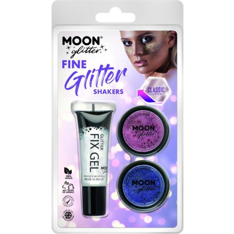Moon Glitter Classic Fine Glitter Shakers, Pink, Purple-Make up and Special FX-Jokers Costume Mega Store