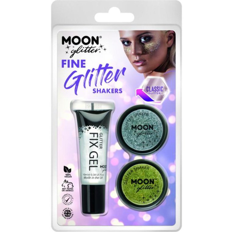 Moon Glitter Classic Fine Glitter Shakers, Silver, Gold-Make up and Special FX-Jokers Costume Mega Store