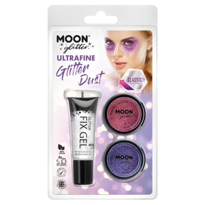 Moon Glitter Classic Ultrafine Glitter Dust, Pink, Lavender-Make up and Special FX-Jokers Costume Mega Store