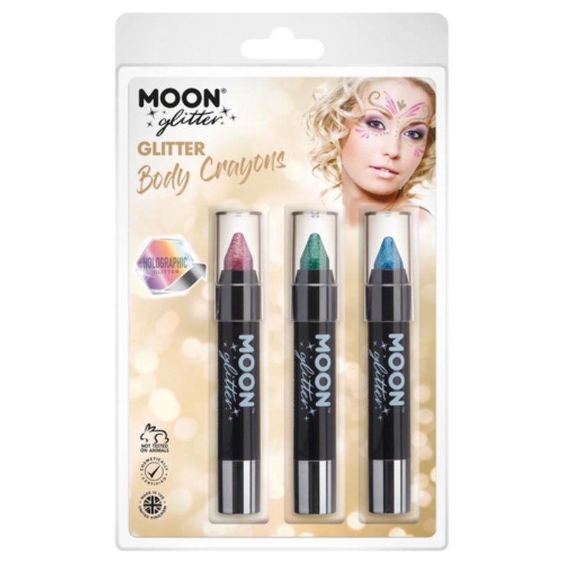 Moon Glitter Holographic Body Crayons, Pink, Green, Blue-Make up and Special FX-Jokers Costume Mega Store