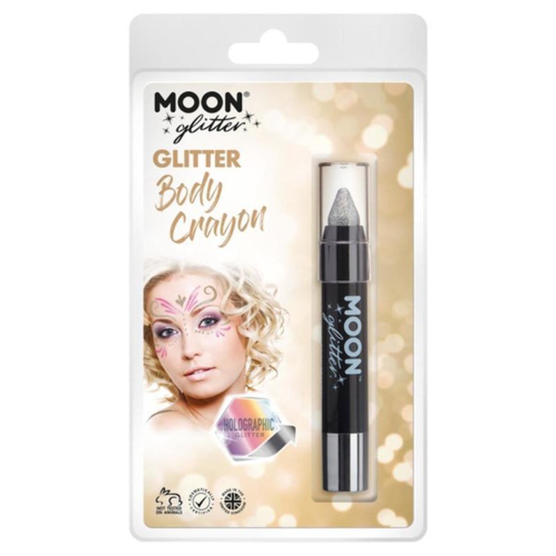 Moon Glitter Holographic Body Crayons, Silver-Make up and Special FX-Jokers Costume Mega Store