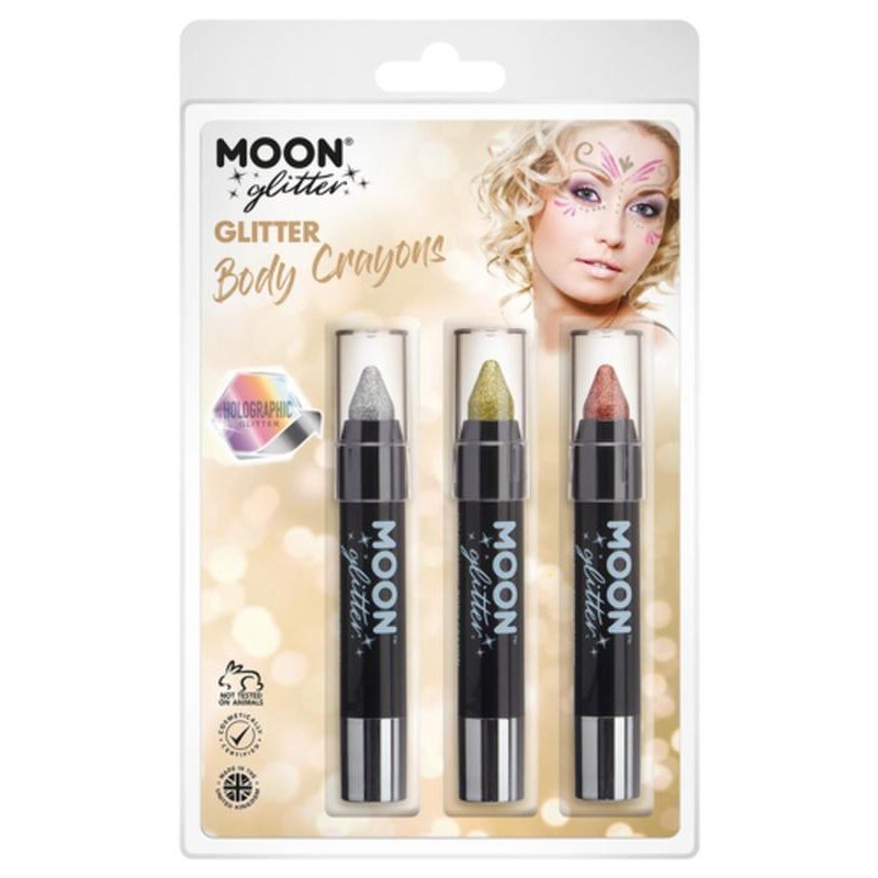 Moon Glitter Holographic Body Crayons, Silver, Gold, Rose Gold-Make up and Special FX-Jokers Costume Mega Store