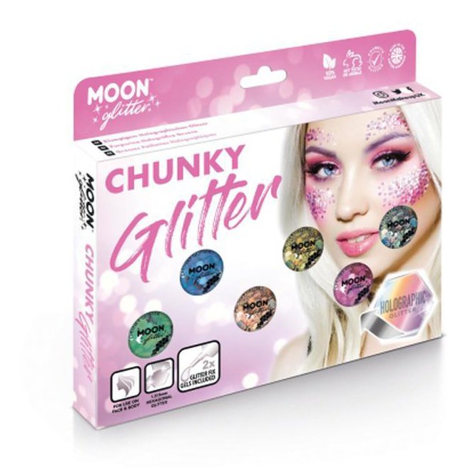 Moon Glitter Holographic Chunky Glitter, Assorted-Make up and Special FX-Jokers Costume Mega Store