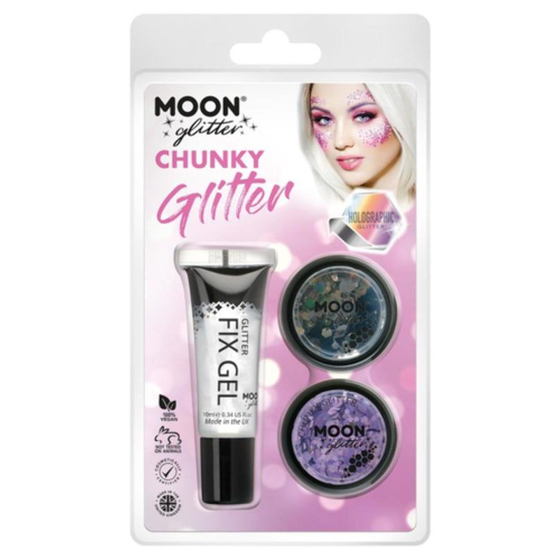 Moon Glitter Holographic Chunky Glitter, Black, Purple-Make up and Special FX-Jokers Costume Mega Store