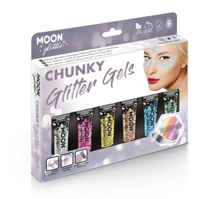 Moon Glitter Holographic Chunky Glitter Gel, Assorted-Make up and Special FX-Jokers Costume Mega Store