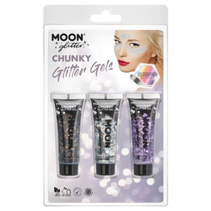 Moon Glitter Holographic Chunky Glitter Gel, Black, Silver, Purple-Make up and Special FX-Jokers Costume Mega Store