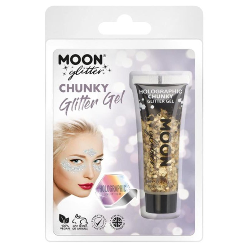 Moon Glitter Holographic Chunky Glitter Gel, Gold-Make up and Special FX-Jokers Costume Mega Store