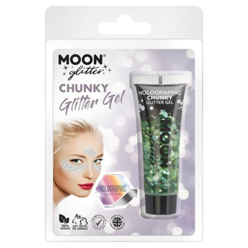 Moon Glitter Holographic Chunky Glitter Gel, Green-Make up and Special FX-Jokers Costume Mega Store