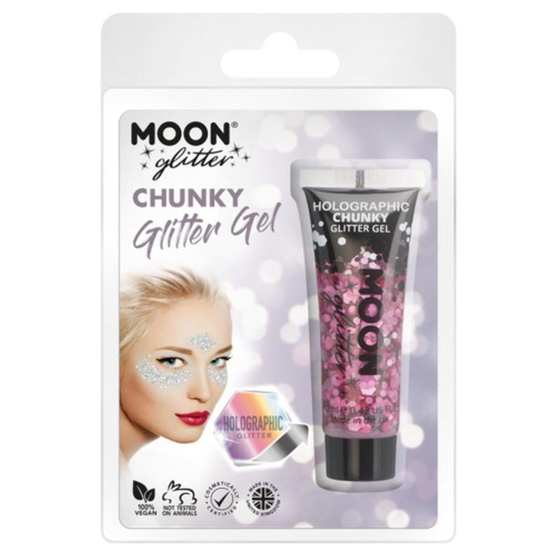 Moon Glitter Holographic Chunky Glitter Gel, Pink-Make up and Special FX-Jokers Costume Mega Store