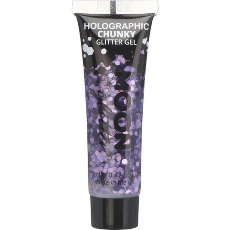 Moon Glitter Holographic Chunky Glitter Gel, Purple-Make up and Special FX-Jokers Costume Mega Store