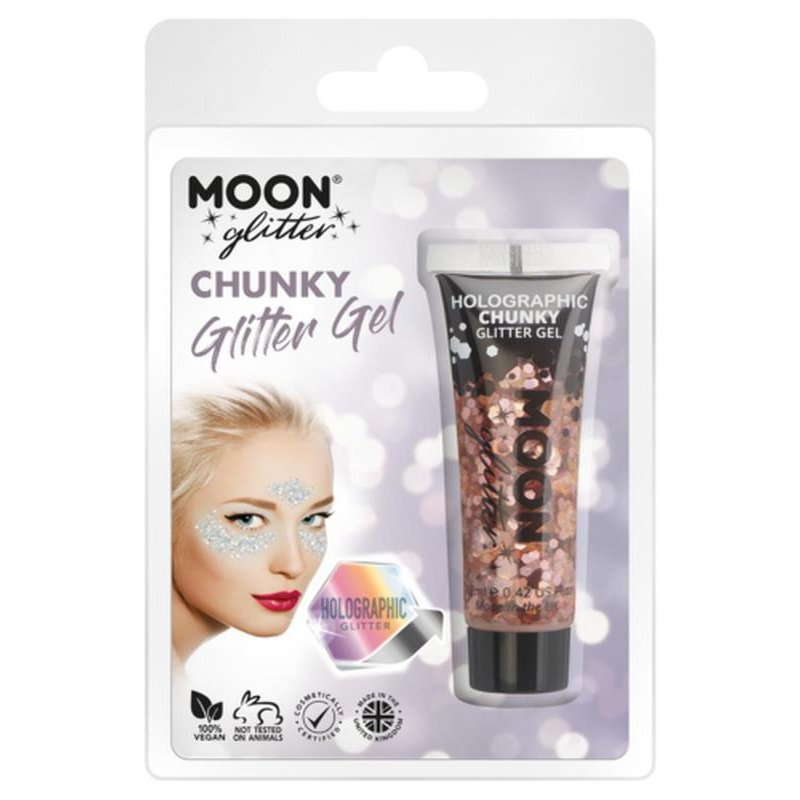 Moon Glitter Holographic Chunky Glitter Gel, Rose Gold-Make up and Special FX-Jokers Costume Mega Store