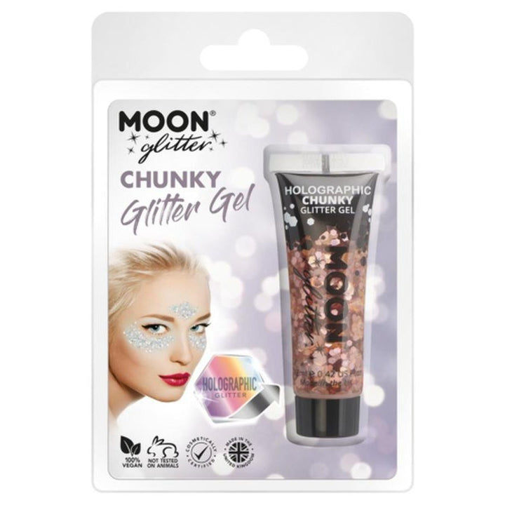 Moon Glitter Holographic Chunky Glitter Gel, Rose Gold-Make up and Special FX-Jokers Costume Mega Store