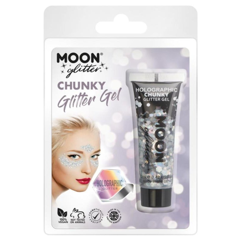 Moon Glitter Holographic Chunky Glitter Gel, Silver, Gold, Rose Gold-Make up and Special FX-Jokers Costume Mega Store