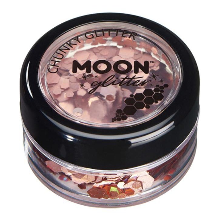 Moon Glitter Holographic Chunky Glitter, Rose Gold-Make up and Special FX-Jokers Costume Mega Store