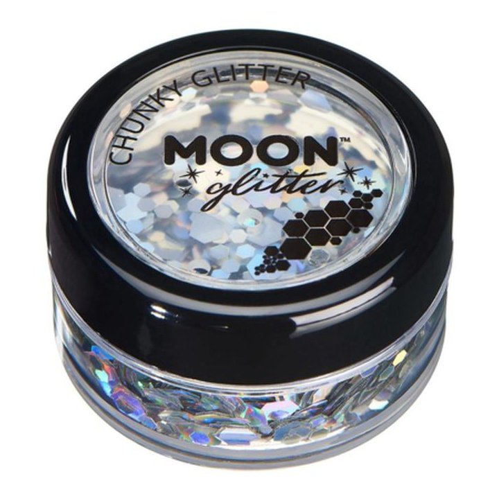 Moon Glitter Holographic Chunky Glitter, Silver-Make up and Special FX-Jokers Costume Mega Store