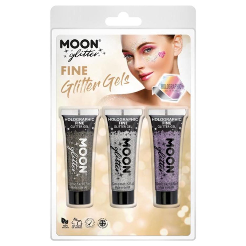 Moon Glitter Holographic Fine Glitter Gel, Black, Silver, Purple-Make up and Special FX-Jokers Costume Mega Store
