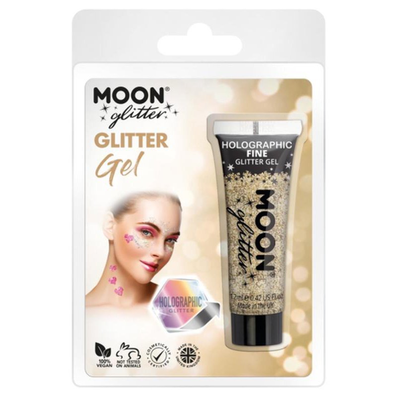 Moon Glitter Holographic Fine Glitter Gel, Gold-Make up and Special FX-Jokers Costume Mega Store