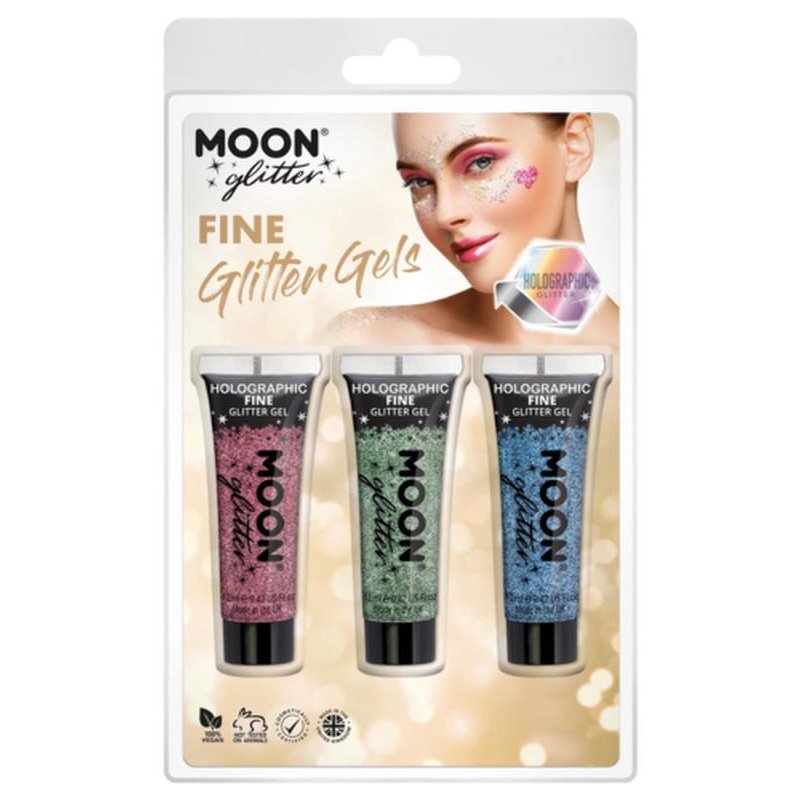 Moon Glitter Holographic Fine Glitter Gel, Pink, Green, Blue-Make up and Special FX-Jokers Costume Mega Store