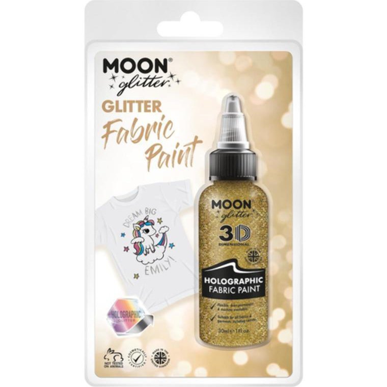 Moon Glitter Holographic Glitter Fabric Paint, Gold-Make up and Special FX-Jokers Costume Mega Store