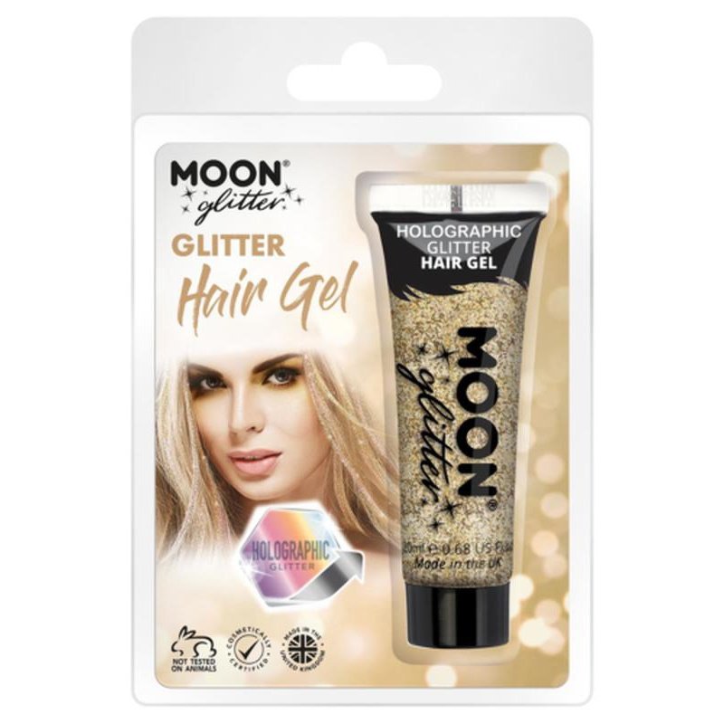 Moon Glitter Holographic Glitter Hair Gel, Gold-Make up and Special FX-Jokers Costume Mega Store