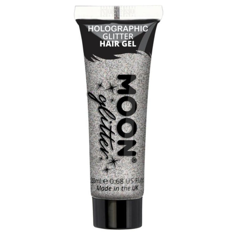 Moon Glitter Holographic Glitter Hair Gel, Silver-Make up and Special FX-Jokers Costume Mega Store