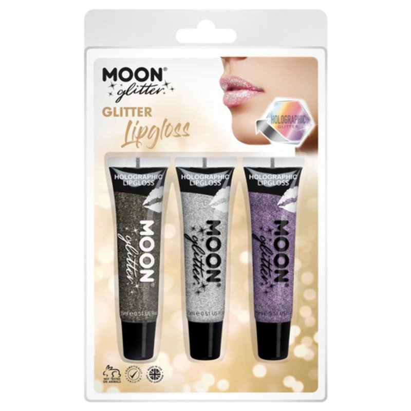 Moon Glitter Holographic Glitter Lipgloss, Black, Silver, Purple-Make up and Special FX-Jokers Costume Mega Store