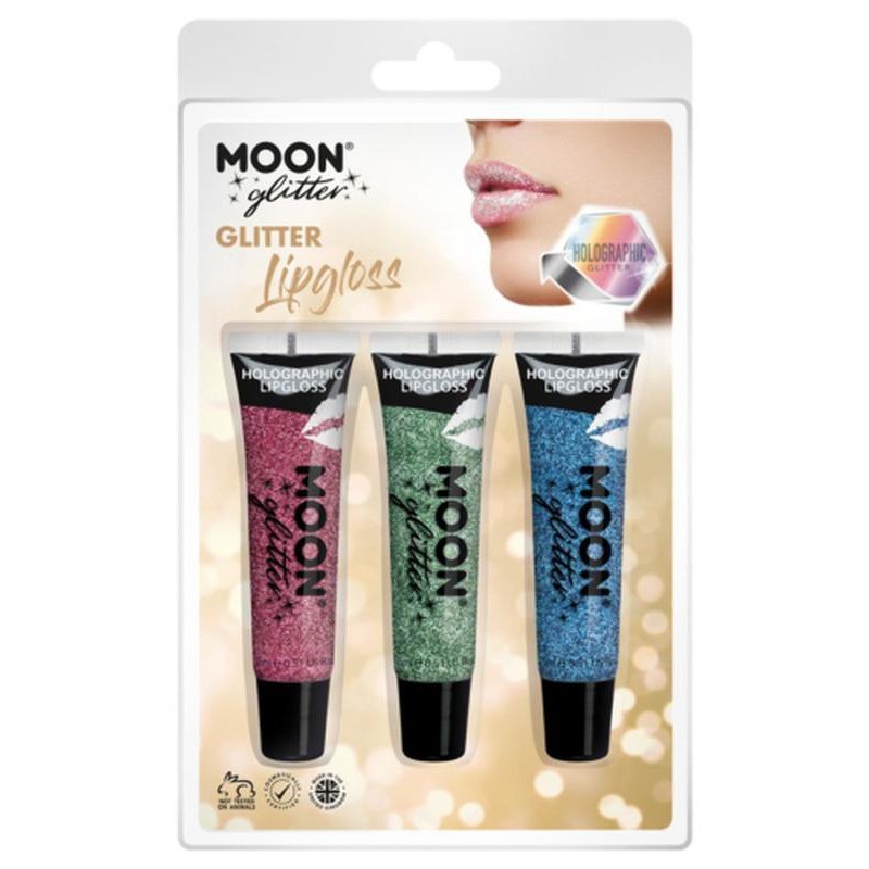 Moon Glitter Holographic Glitter Lipgloss, Pink, Green, Blue-Make up and Special FX-Jokers Costume Mega Store