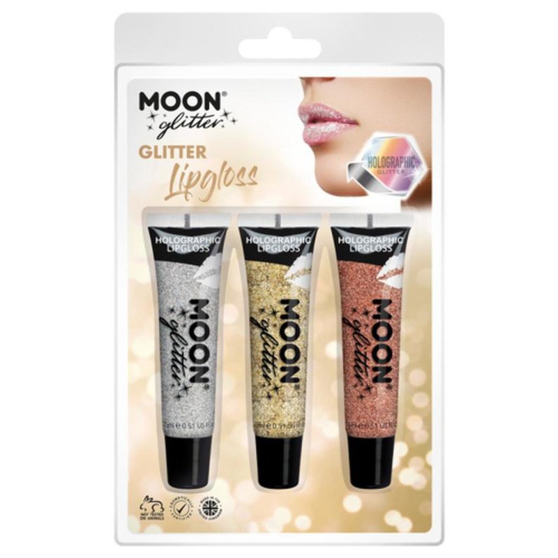 Moon Glitter Holographic Glitter Lipgloss, Silver, Gold, Rose Gold-Make up and Special FX-Jokers Costume Mega Store