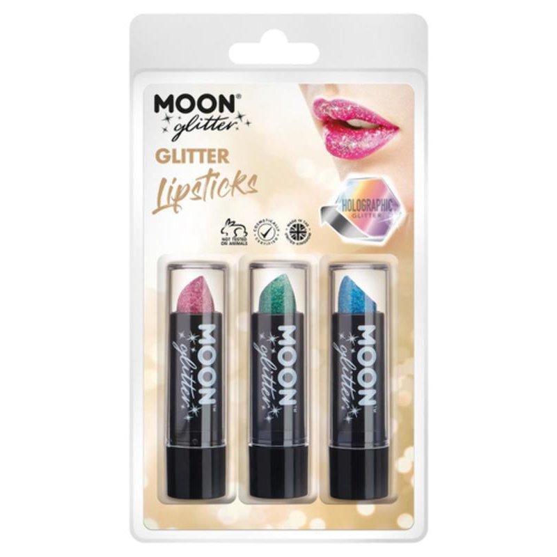 Moon Glitter Holographic Glitter Lipstick, Pink, Green, Blue-Make up and Special FX-Jokers Costume Mega Store