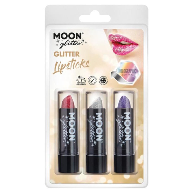 Moon Glitter Holographic Glitter Lipstick, Red, Silver, Purple-Make up and Special FX-Jokers Costume Mega Store