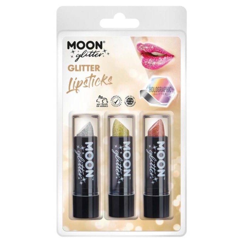 Moon Glitter Holographic Glitter Lipstick, Silver, Gold, Rose Gold-Make up and Special FX-Jokers Costume Mega Store