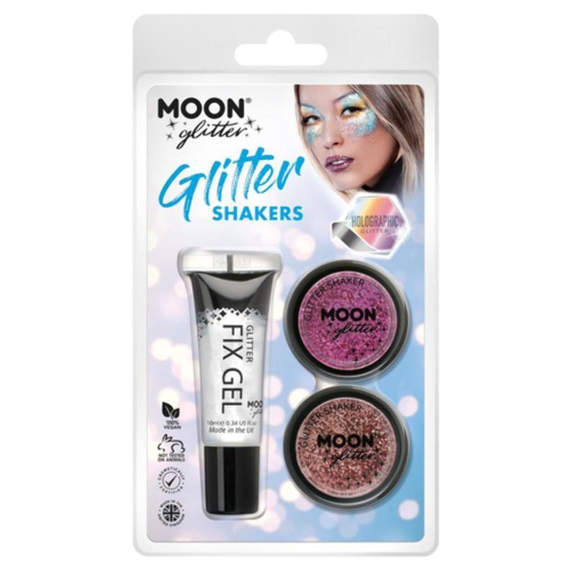 Moon Glitter Holographic Glitter Shakers, Pink, Rose Gold-Make up and Special FX-Jokers Costume Mega Store