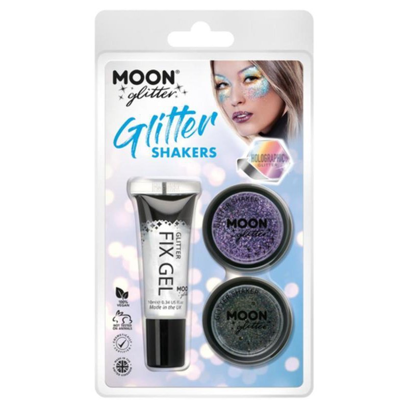 Moon Glitter Holographic Glitter Shakers, Purple, Black-Make up and Special FX-Jokers Costume Mega Store