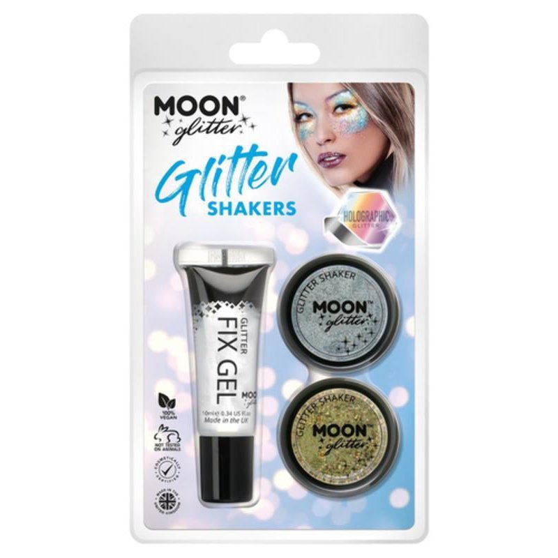 Moon Glitter Holographic Glitter Shakers, Silver, Gold-Make up and Special FX-Jokers Costume Mega Store