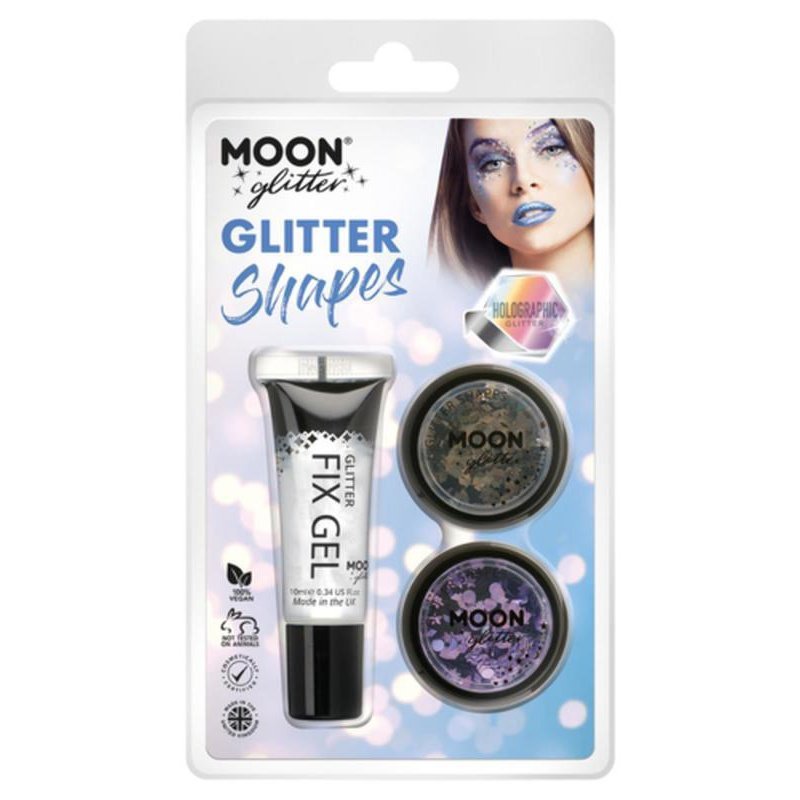 Moon Glitter Holographic Glitter Shapes, Black, Purple-Make up and Special FX-Jokers Costume Mega Store