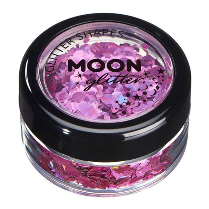 Moon Glitter Holographic Glitter Shapes, Pink-Make up and Special FX-Jokers Costume Mega Store