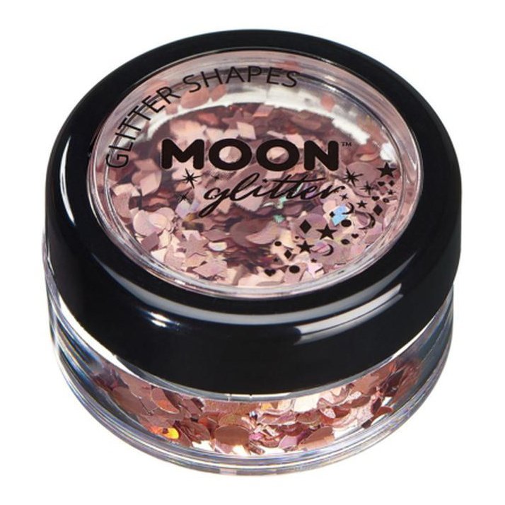 Moon Glitter Holographic Glitter Shapes, Rose Gold-Make up and Special FX-Jokers Costume Mega Store