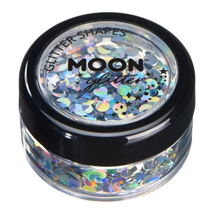 Moon Glitter Holographic Glitter Shapes, Silver-Make up and Special FX-Jokers Costume Mega Store