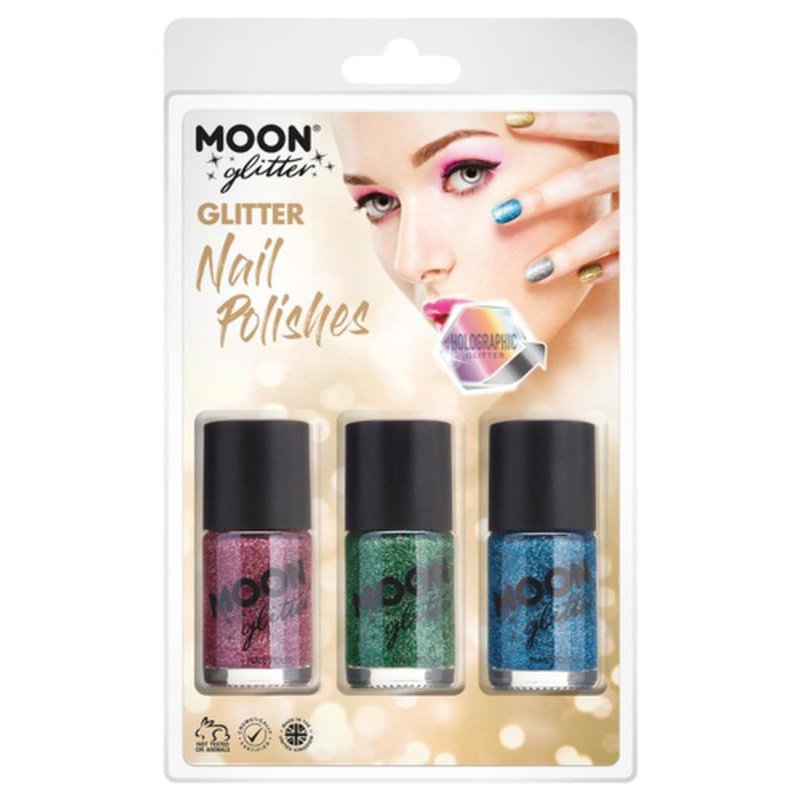 Moon Glitter Holographic Nail Polish, Pink, Green, Blue-Make up and Special FX-Jokers Costume Mega Store