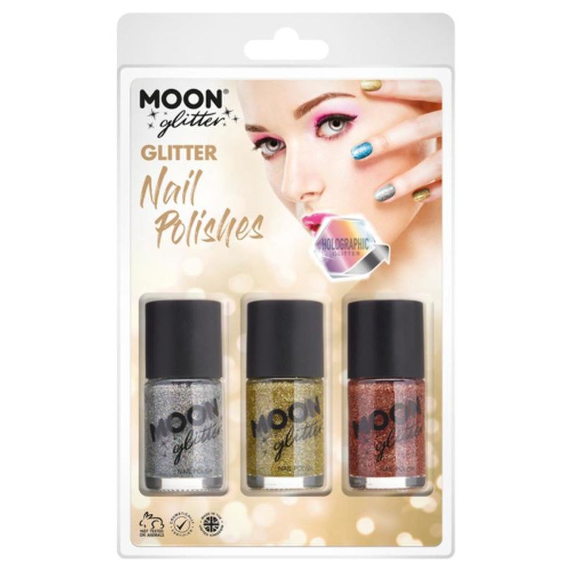 Moon Glitter Holographic Nail Polish, Silver, Gold, Rose Gold-Make up and Special FX-Jokers Costume Mega Store