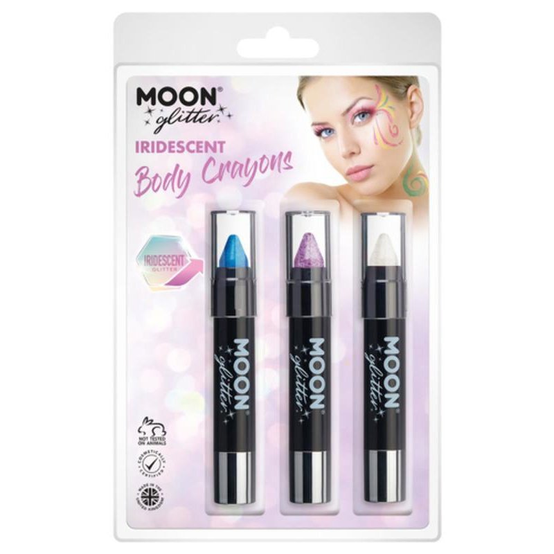 Moon Glitter Iridescent Body Crayons, Blue, Purple, White-Make up and Special FX-Jokers Costume Mega Store