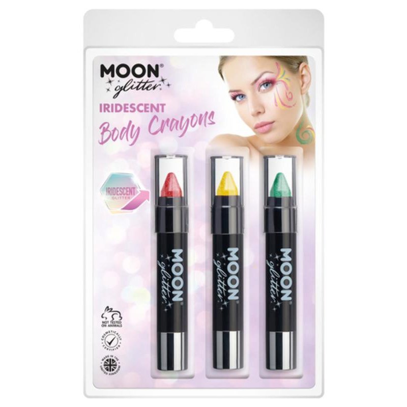 Moon Glitter Iridescent Body Crayons, Cherry, Yellow, Green-Make up and Special FX-Jokers Costume Mega Store