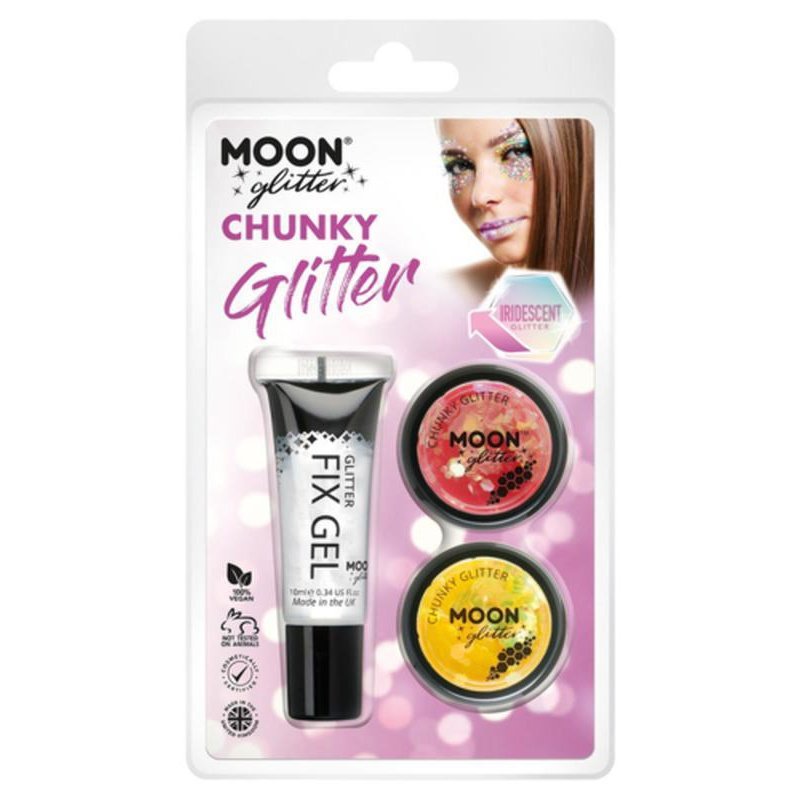 Moon Glitter Iridescent Chunky Glitter, Cherry, Yellow-Make up and Special FX-Jokers Costume Mega Store