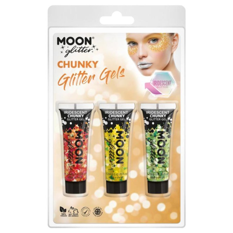 Moon Glitter Iridescent Chunky Glitter Gel, Cherry, Yellow, Green-Make up and Special FX-Jokers Costume Mega Store