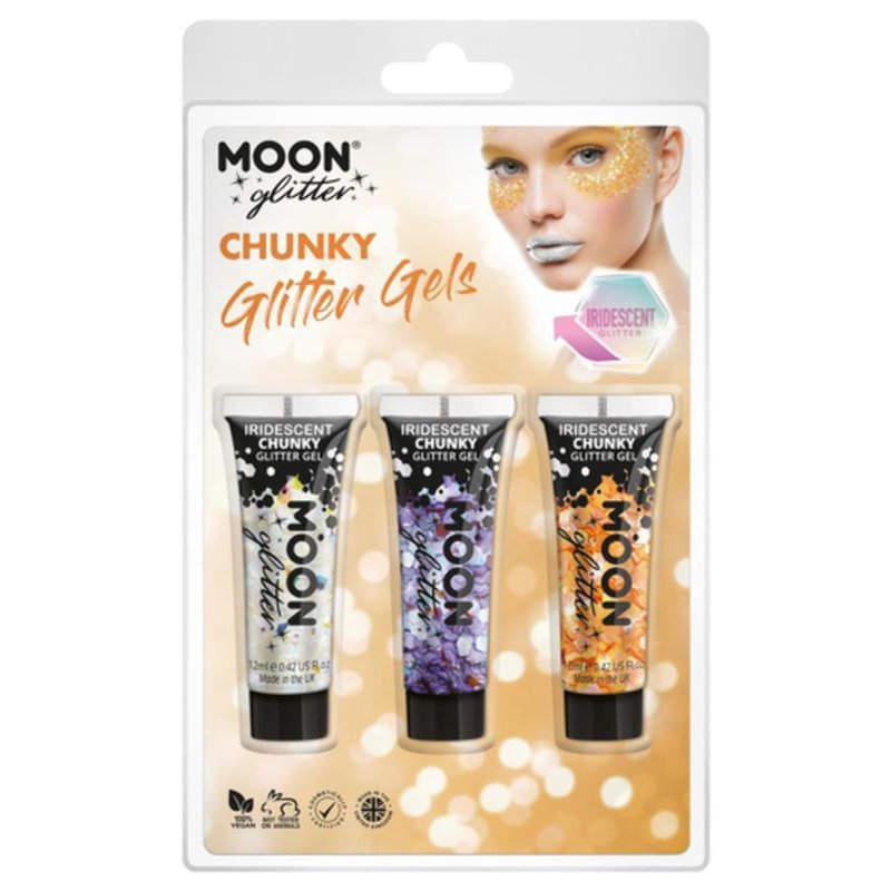 Moon Glitter Iridescent Chunky Glitter Gel, White, Purple, Orange-Make up and Special FX-Jokers Costume Mega Store